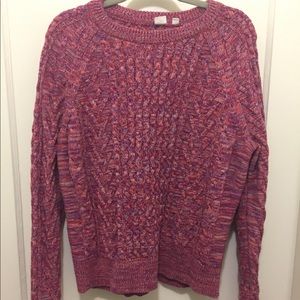 Pink/purple cableknit 100% cotton sweater GAP sz L